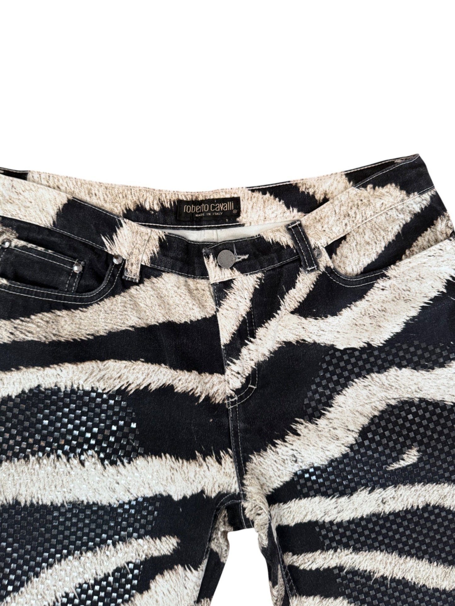 Roberto Cavalli Zebra Flocked & Foil Pants