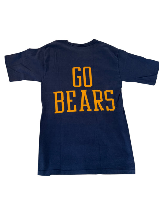 1980s–90s Cal “Go Bears” Collegiate Tee – Navy & Gold Vintage School Spirit