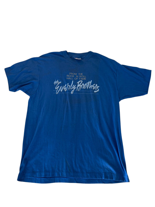 1980s Everly Brothers Hall of Fame Tee – Blue Vintage Music Tour Shirt