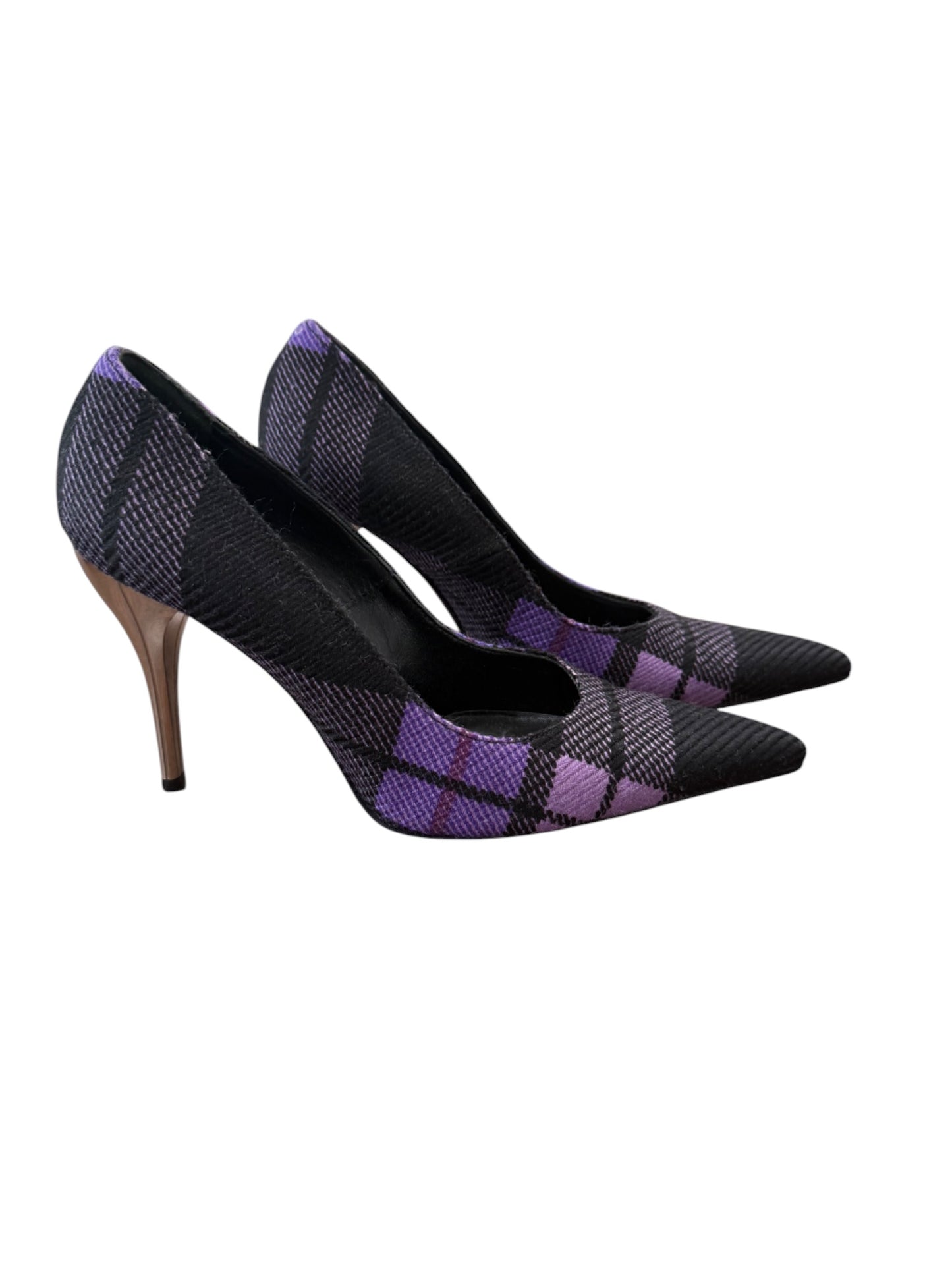 Vintage Versace Purple & Black Plaid Pointed Toe Heels
